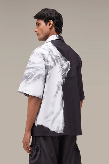 Men's Premium Black Printed Camp Collar Shirt