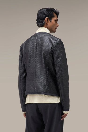 Men's Premium Black Textured PU Leather Jacket