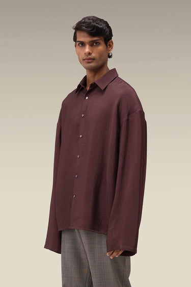 Premium Chocolate Brown Viscose Nylon Oversized Shirt