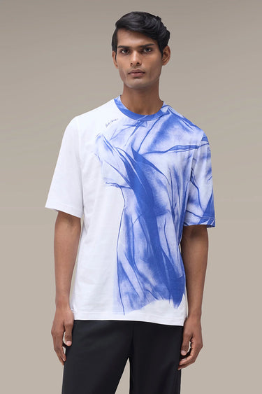Premium Draped Print T-Shirt in White