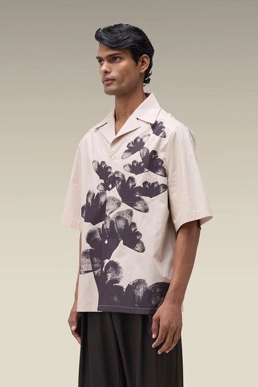 Men's Premium Fawn Botanical Print Cotton Poplin Shirt