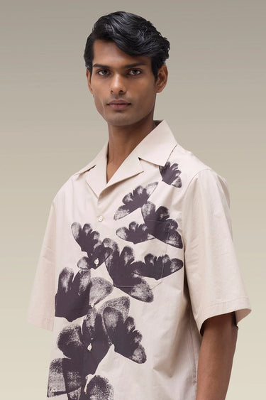 Men's Premium Fawn Botanical Print Cotton Poplin Shirt
