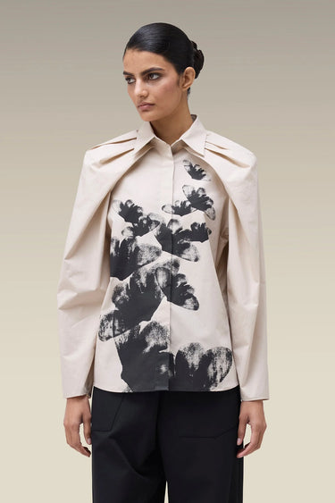 Premium Fawn Floral Print Cotton Poplin Shirt