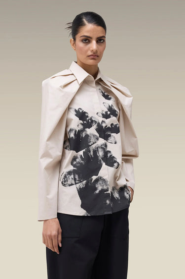Premium Fawn Floral Print Cotton Poplin Shirt