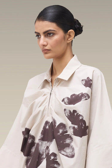 Premium Fawn Floral Print Cotton Poplin Shirt