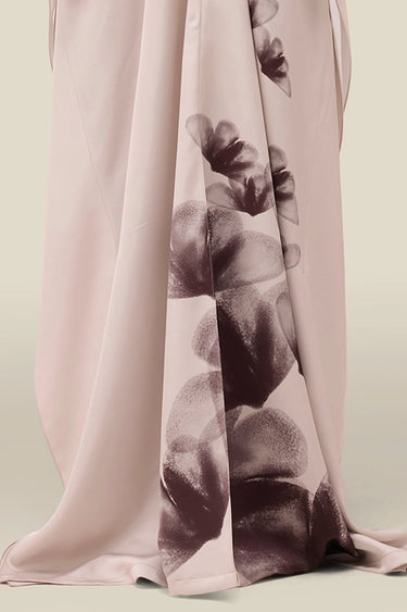 Premium Fawn Floral Print Satin Kaftan