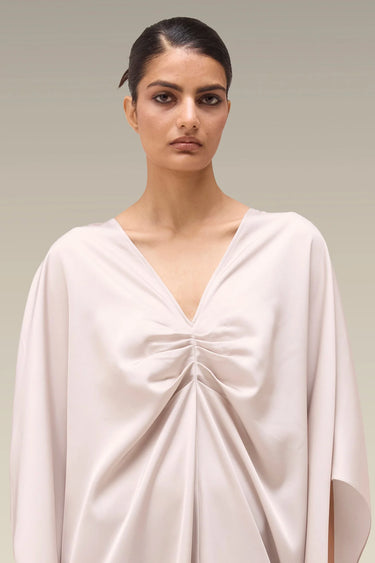 Premium Fawn Floral Print Satin Kaftan