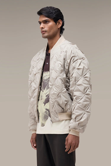 Men's Premium Fawn Quilted Nylon Bomber Jacket