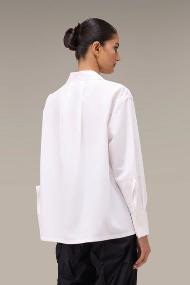 Women's Premium Halftone Print Relaxed Shirt - White Giza Cotton Poplin