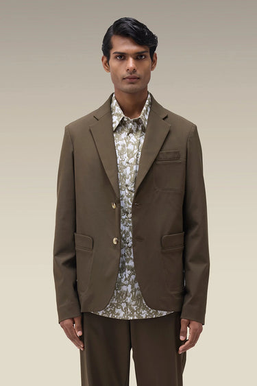 Men's Premium Khaki Poly Viscose Single-Breasted Jacket