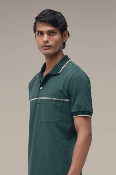 Men's Premium Midnight Green Cotton Pique Polo