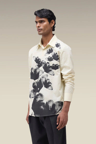 Men's Premium Wax Paper Botanical Print Cotton Poplin Shirt