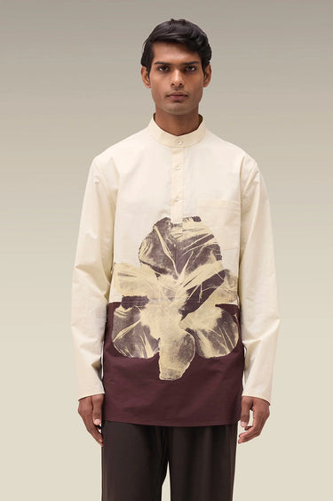 Men's Premium Wax Paper Floral Print Cotton Poplin Kurta