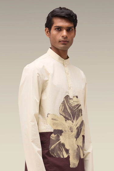 Men's Premium Wax Paper Floral Print Cotton Poplin Kurta
