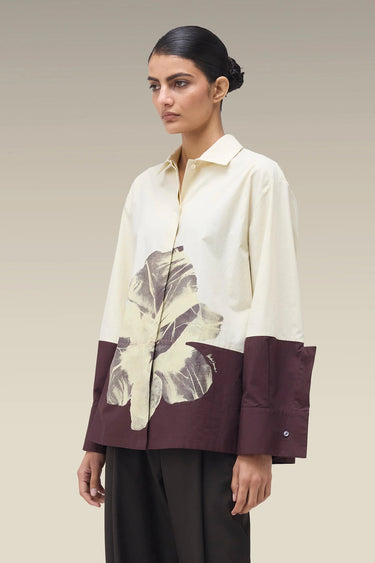 Premium Wax Paper Floral Print Cotton Poplin Shirt