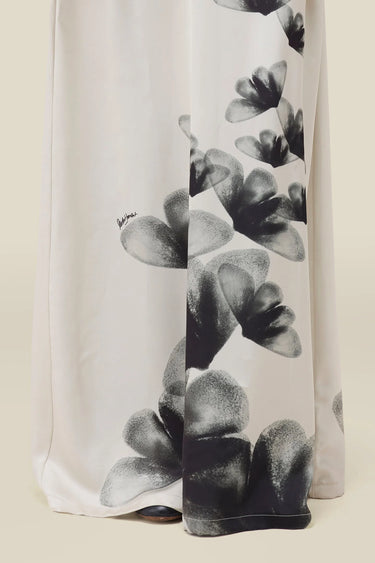 Premium Wax Paper Floral Print Satin Maxi Dress