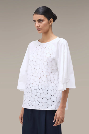 Women's Premium White Cutwork Embroidered Cotton Top