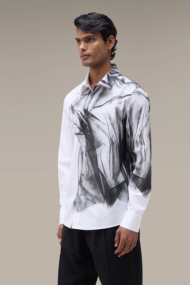 Men's Premium White Printed Giza Cotton Shirt