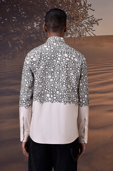 Designer beige Giza cotton shirt with lightweight breathable finish