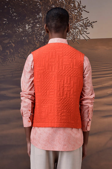 Designer coquelicot textured gilet men by Genes Lecoanet Hemant