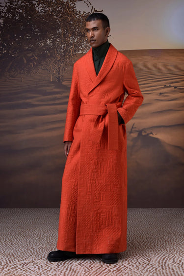 Quilt‑Textured Coquelicot Wrap Overcoat - Genes Online Store