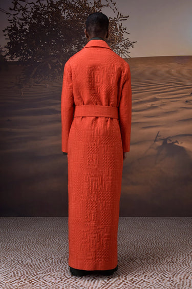 Quilt‑Textured Coquelicot Wrap Overcoat - Genes Online Store