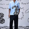 Rabbit Print Cotton Relax Fit Shirt - Light Blue - Genes Online Store