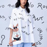 Rabbit Text Free size Shirt- White - Genes Online Store