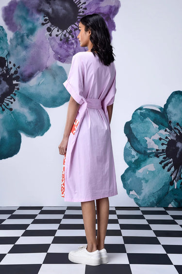 Rabbit Texture Relax Fit Dress- Smoothie Pink - Genes Online Store
