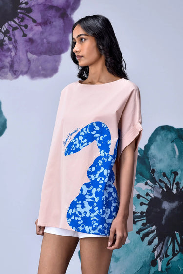 Rabbit Texture Relaxed Top- Beige Rosie - Genes Online Store