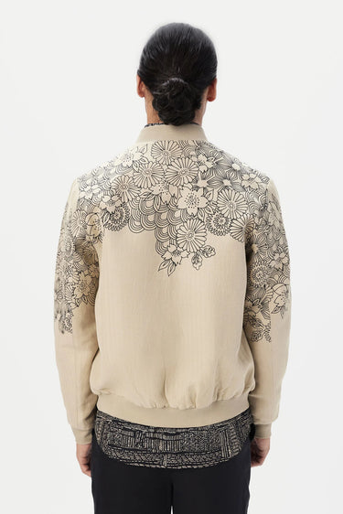 Regular Fit Bomber Jacket with Front Zipper Detail- Mastic