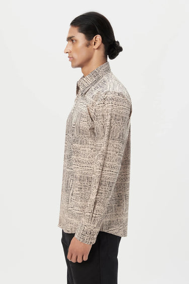 Regular Fit Button-Up Shirt in an All-Over Kantha Print - Genes Lecoanet Hemant