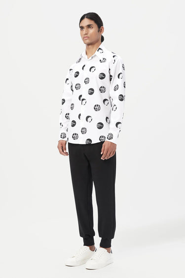 Regular Fit Button-Up Shirt in an Eye-Catching Stamp Print - Genes Lecoanet Hemant