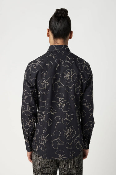 Regular Fit Button-Up Shirt with All-Over Thread Embroidery - Genes Lecoanet Hemant