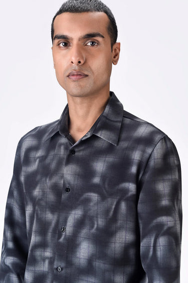 Regular Fit Button-Down Shirt with Aurora Check Print