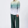 Regular Fit Button-Up Shirt with Cell Degrade Print - Clay Green - Genes Lecoanet Hemant