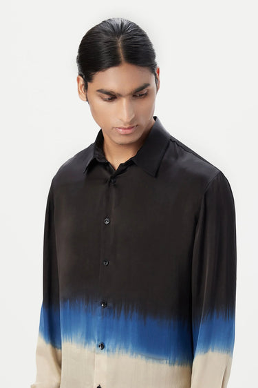 Regular Fit Button-Up Shirt with Dip Dye Detail - Genes Lecoanet Hemant