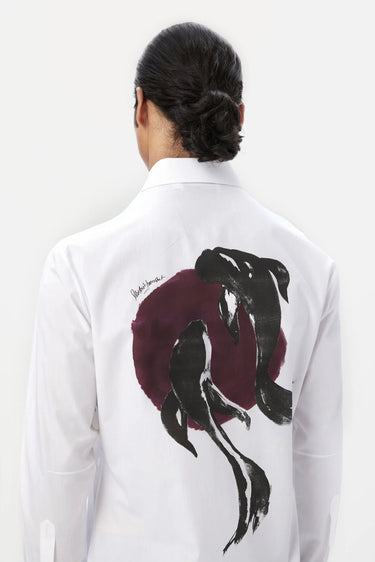 Regular Fit Button Up Shirt with Fish Print - Genes Lecoanet Hemant