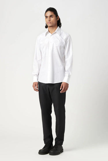 Regular Fit Button-Up Shirt with Floral Thread Embroidery - Genes Lecoanet Hemant