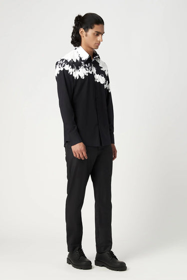 Regular Fit Button-Up Shirt with Gingko Print Placement - Genes Lecoanet Hemant