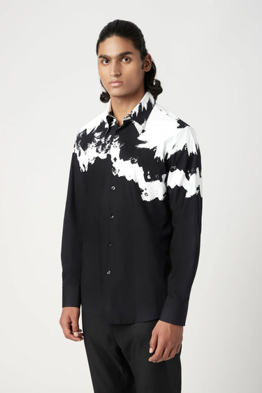 Regular Fit Button-Up Shirt with Gingko Print Placement - Genes Lecoanet Hemant