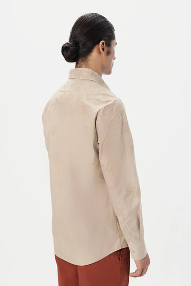 Regular Fit Button-Up Shirt with Gingko Thread Embroidery - Genes Lecoanet Hemant