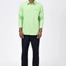 Regular Fit Button Up Shirt with Pleated Placket-Mint Green - Genes Lecoanet Hemant