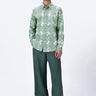 Regular Fit Button-Up Shirt with Solar Wave Check Print Taupe - Genes Lecoanet Hemant