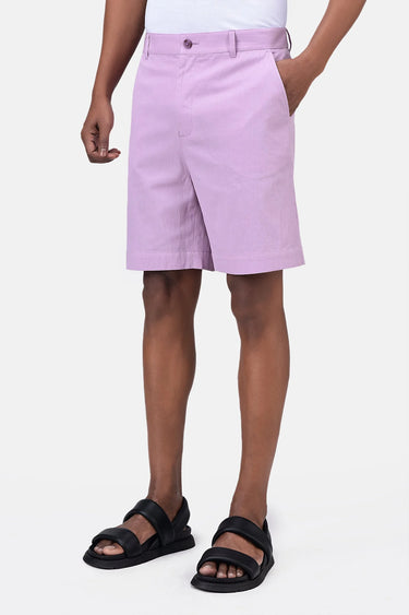 Regular Fit Cotton Pin Corduroy Shorts with Bone Pocket
