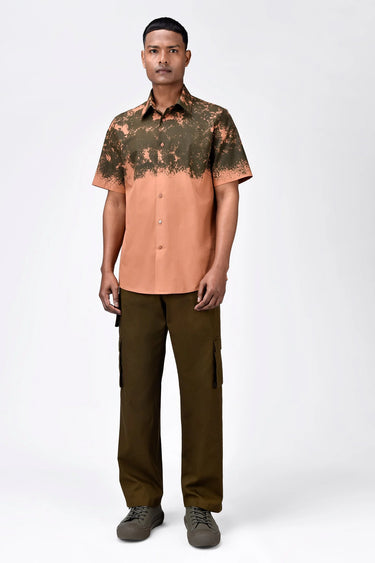 Regular Fit Cotton Poplin Half Sleeve Shirt with Canopy Print