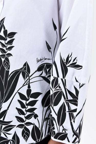 Regular Fit Cotton Poplin Shirt with Tropical Print - Genes Lecoanet Hemant
