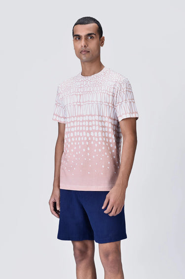 Regular Fit Crew Neck T-Shirt with Cell Degrade Print - Genes Lecoanet Hemant