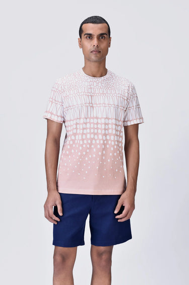 Regular Fit Crew Neck T-Shirt with Cell Degrade Print - Genes Lecoanet Hemant