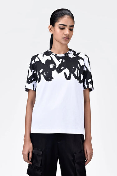Regular Fit Crew Neck T-Shirt with Moth Mirage Print - Genes Lecoanet Hemant